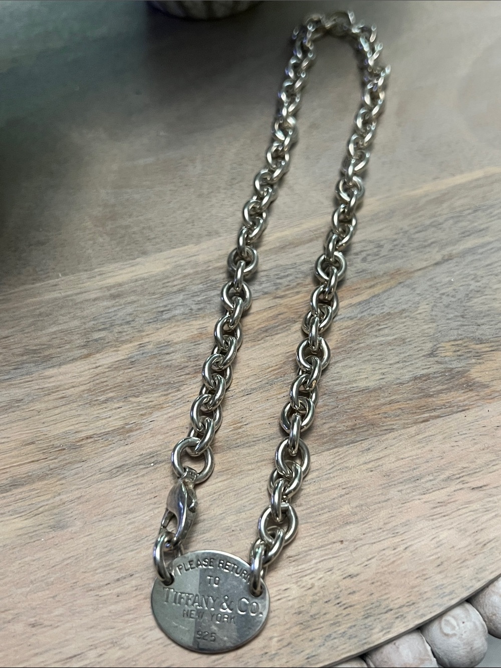 Tiffany & Co. Sterling Oval Tag Choker Necklace (AUTHENTIC)